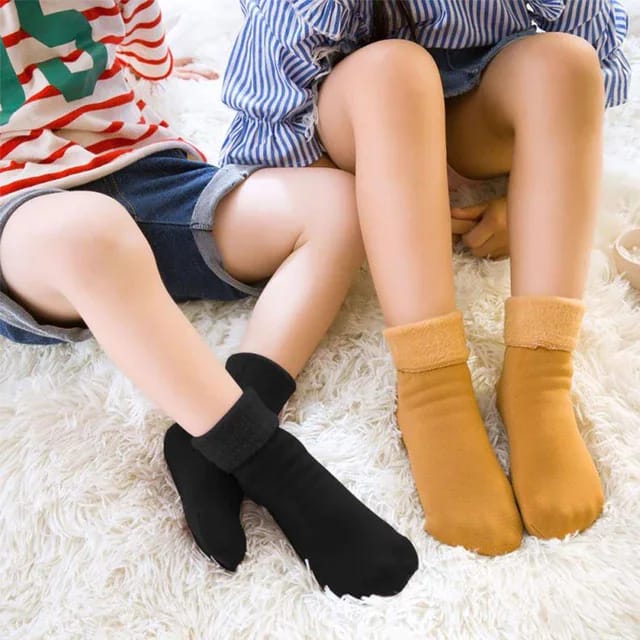 Kid's Cute (3-5 Year)  Thermal Winter Fur Velvet Socks- Set of 6 Pair