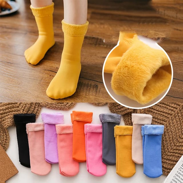 Kid's Cute (3-5 Year)  Thermal Winter Fur Velvet Socks- Set of 6 Pair